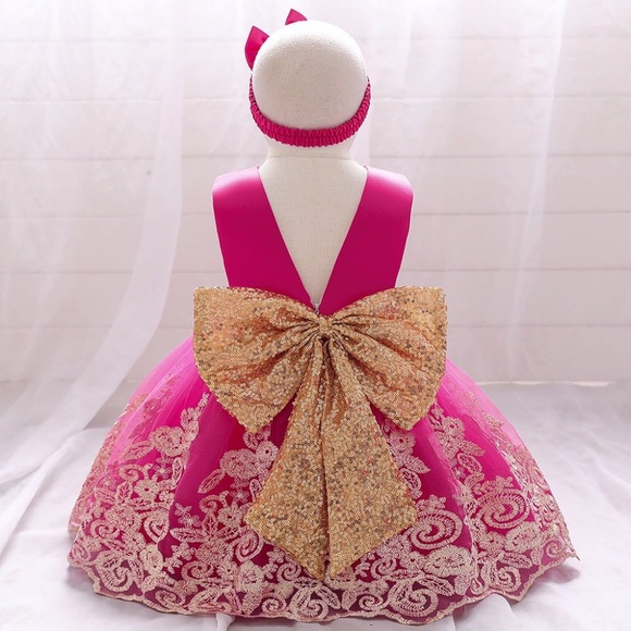 Luxury Lace Flower Wedding Birthday dream dress with headband 5008 - Picture 3 of 8